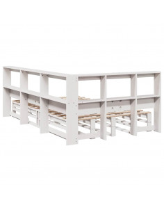 Letto Libreria senza Materasso Bianco 120x190 cm Legno di Pino 2