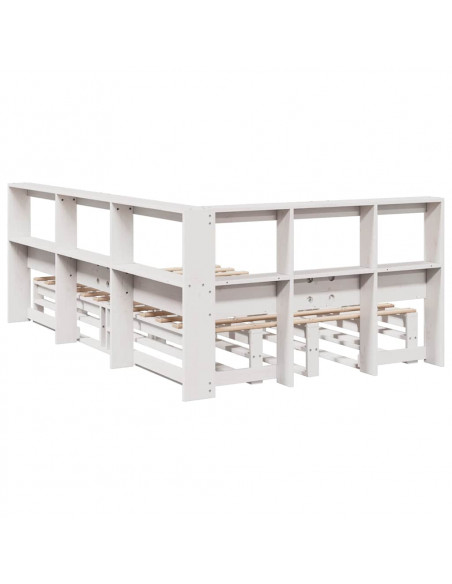 Letto Libreria senza Materasso Bianco 120x190 cm Legno di Pino