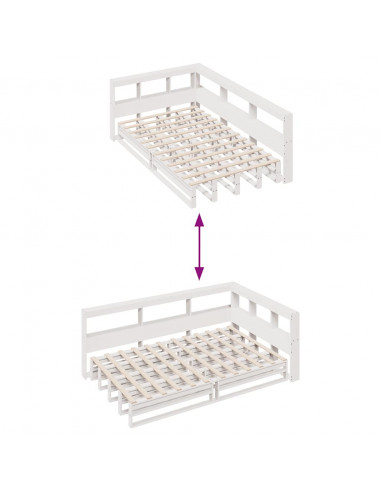 Letto Libreria senza Materasso Bianco 120x190 cm Legno di Pino