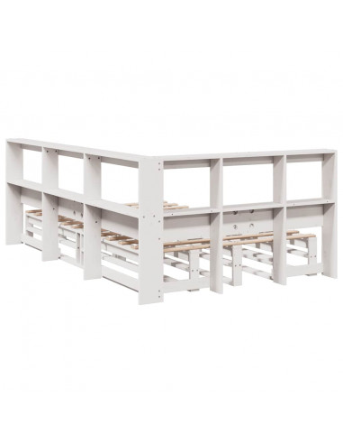 Letto Libreria senza Materasso Bianco 120x200 cm Legno di Pino