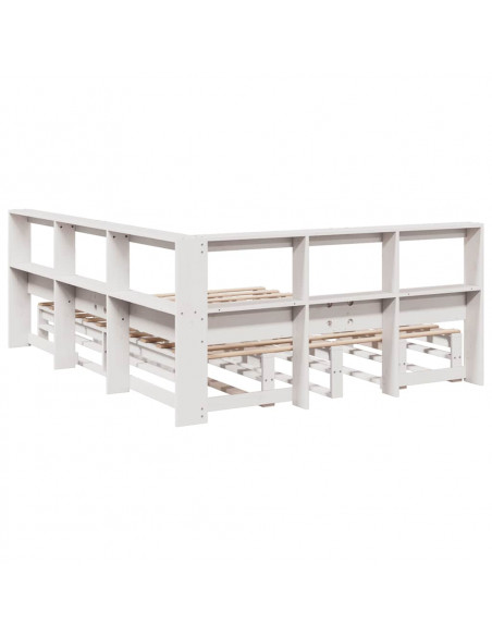 Letto Libreria senza Materasso Bianco 135x190 cm Legno di Pino
