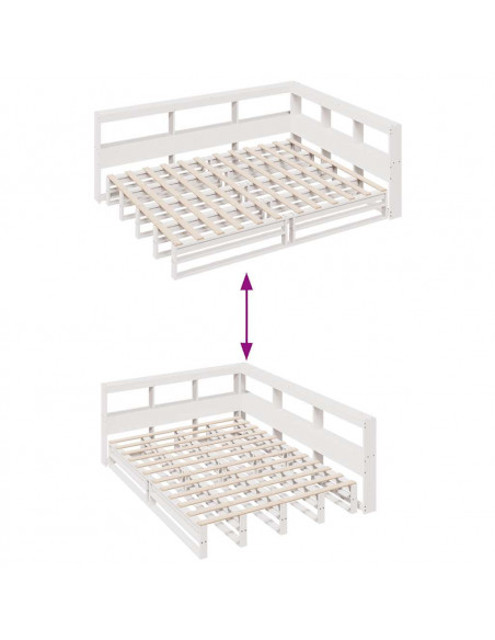 Letto Libreria senza Materasso Bianco 135x190 cm Legno di Pino