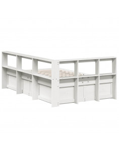 Letto Libreria senza Materasso Bianco 140x190 cm Legno di Pino 2