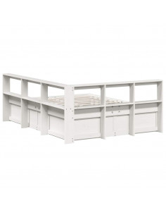 Letto Libreria senza Materasso Bianco 150x200 cm Legno di Pino 2