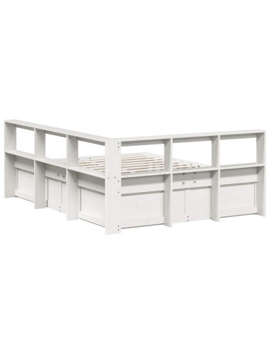 Letto Libreria senza Materasso Bianco 150x200 cm Legno di Pino