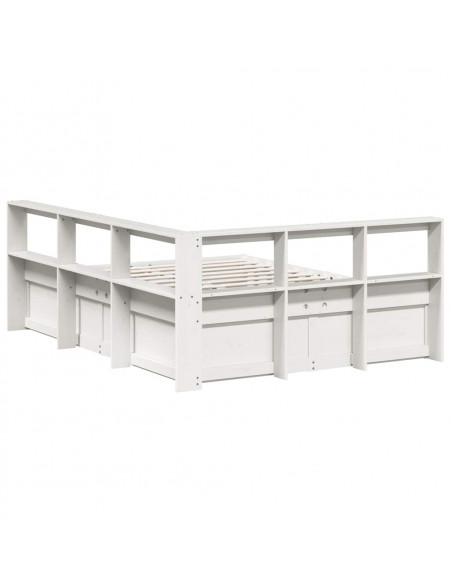 Letto Libreria senza Materasso Bianco 150x200 cm Legno di Pino