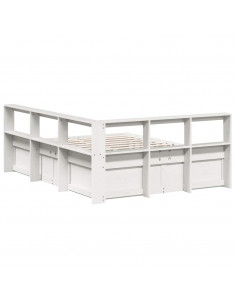 Letto Libreria senza Materasso Bianco 160x200 cm Legno di Pino 2