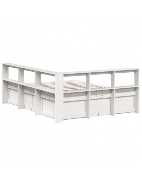 Letto Libreria senza Materasso Bianco 160x200 cm Legno di Pino