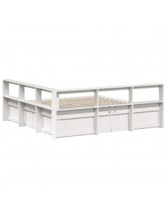Letto Libreria senza Materasso Bianco 200x200 cm Legno di Pino 2