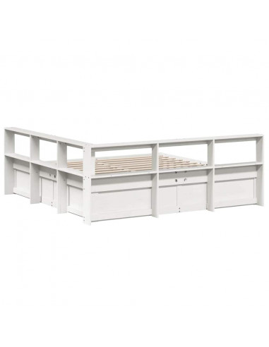 Letto Libreria senza Materasso Bianco 200x200 cm Legno di Pino