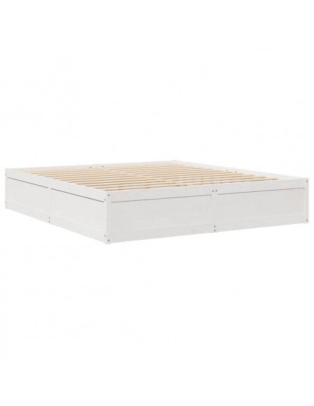 Letto Libreria senza Materasso Bianco 200x200 cm Legno di Pino