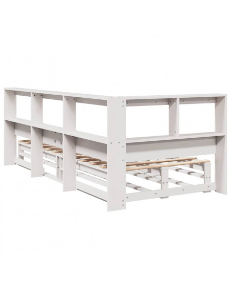 Letto Libreria senza Materasso Bianco 90x190 cm Massello Pino