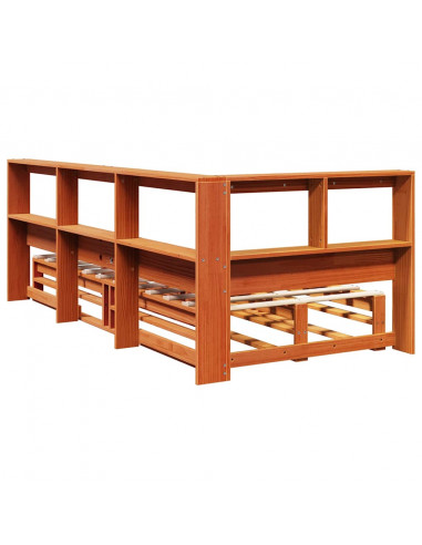 Letto Libreria senza Materasso Marrone Cera 100x200 cm in Pino