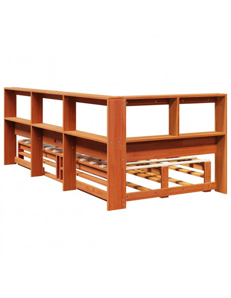 Letto Libreria senza Materasso Marrone Cera 100x200 cm in Pino