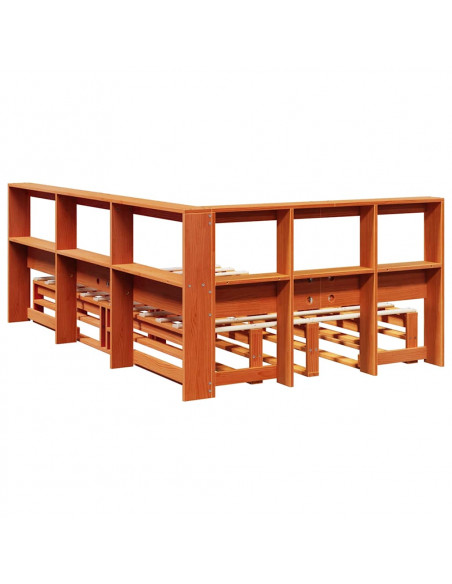 Letto Libreria senza Materasso Marrone Cera 120x190 cm in Pino