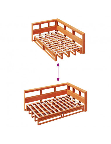 Letto Libreria senza Materasso Marrone Cera 120x190 cm in Pino