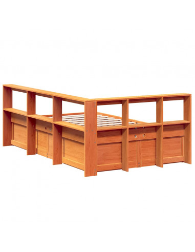 Letto Libreria senza Materasso Marrone Cera 120x200 cm in Pino