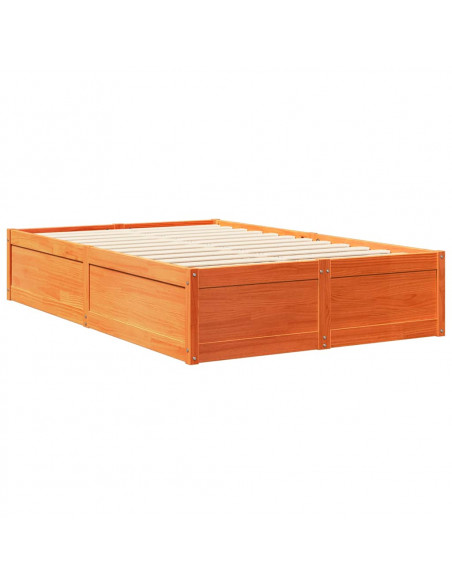 Letto Libreria senza Materasso Marrone Cera 120x200 cm in Pino