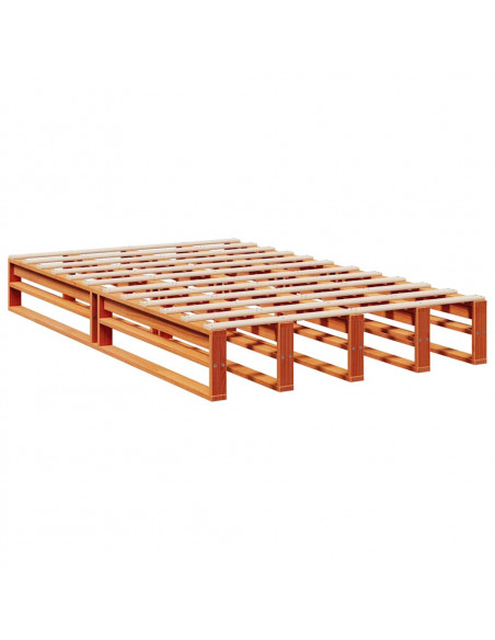 Letto Libreria senza Materasso Marrone Cera 120x200 cm in Pino