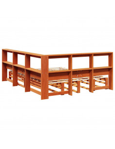 Letto Libreria senza Materasso Marrone Cera 135x190 cm in Pino 2