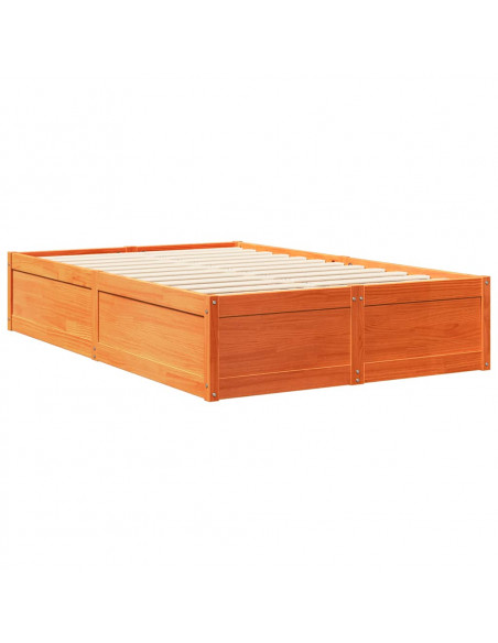 Letto Libreria senza Materasso Marrone Cera 135x190 cm in Pino