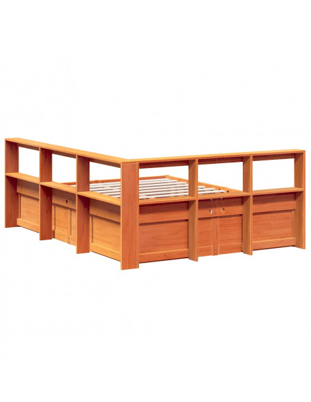 Letto Libreria senza Materasso Marrone Cera 150x200 cm in Pino