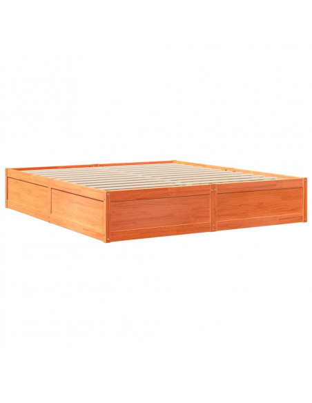Letto Libreria senza Materasso Marrone Cera 180x200 cm in Pino
