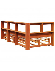 Letto Libreria senza Materasso Marrone Cera 90x190 cm in Pino 2