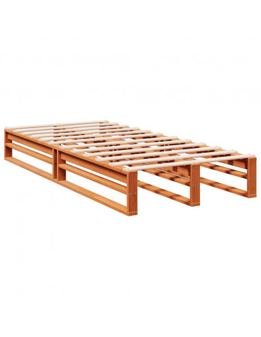 Letto Libreria senza Materasso Marrone Cera 90x190 cm in Pino