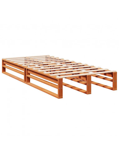 Letto Libreria senza Materasso Marrone Cera 90x200 cm in Pino