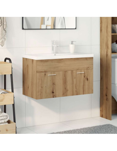 Mobile Bagno con Lavabo Integrato&Rubinetto Rovere Artigianale