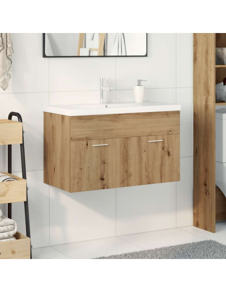 Mobile Bagno con Lavabo Integrato&Rubinetto Rovere Artigianale