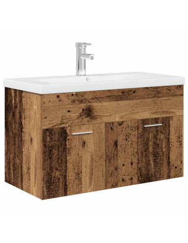 Mobile Bagno Lavabo Integrato Legno Antico in Legno Multistrato