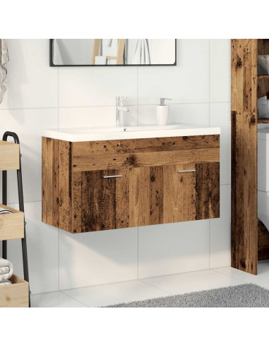 Mobile Bagno Lavabo Integrato Legno Antico in Legno Multistrato