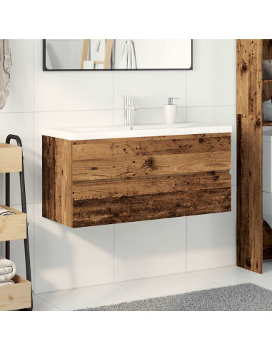 Mobile da Bagno con Lavabo Integrato e Rubinetto Legno Antico