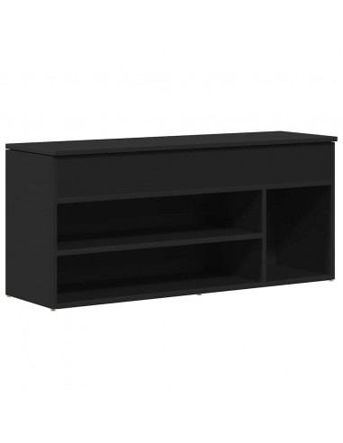 Panca Porta Scarpe Nera 102x30,5x45 cm in Legno Multistrato