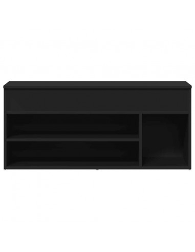 Panca Porta Scarpe Nera 102x30,5x45 cm in Legno Multistrato