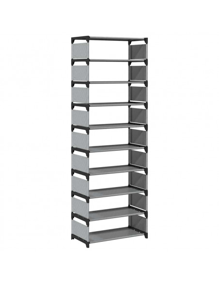 Scarpiera 10 Ripiani Grigia 54x28x158 cm in Tessuto Non Tessuto