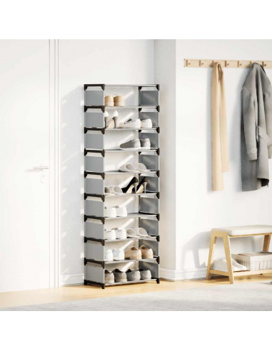 Scarpiera 10 Ripiani Grigia 54x28x158 cm in Tessuto Non Tessuto