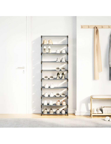 Scarpiera 10 Ripiani Grigia 54x28x158 cm in Tessuto Non Tessuto