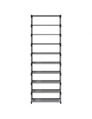 Scarpiera 10 Ripiani Grigia 54x28x158 cm in Tessuto Non Tessuto