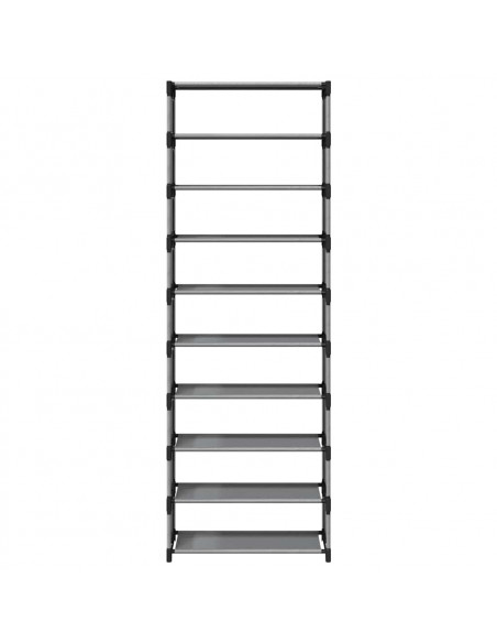 Scarpiera 10 Ripiani Grigia 54x28x158 cm in Tessuto Non Tessuto