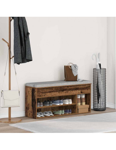 Scarpiera Legno Antico 102x30,5x45 cm in Legno Multistrato
