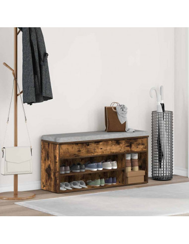 Scarpiera Rovere Fumo 102x30,5x45 cm in Legno Multistrato
