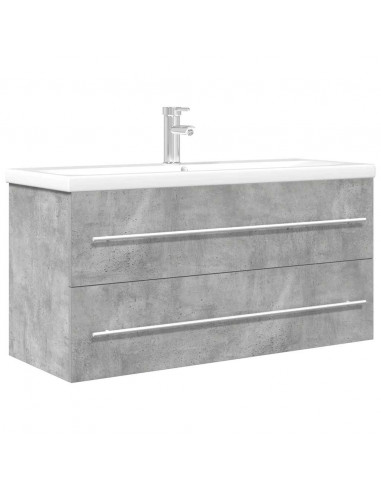 Set Mobili da Bagno 2 pz Grigio Cemento in Legno Multistrato