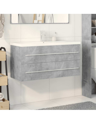 Set Mobili da Bagno 2 pz Grigio Cemento in Legno Multistrato
