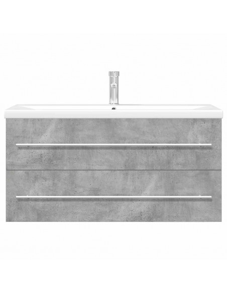 Set Mobili da Bagno 2 pz Grigio Cemento in Legno Multistrato