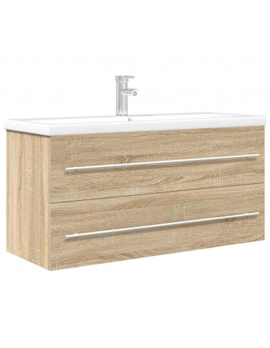 Set Mobili da Bagno 2 pz Rovere Sonoma in Legno Multistrato