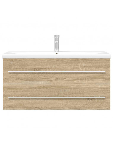Set Mobili da Bagno 2 pz Rovere Sonoma in Legno Multistrato