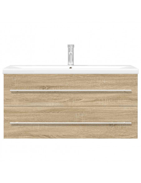 Set Mobili da Bagno 2 pz Rovere Sonoma in Legno Multistrato